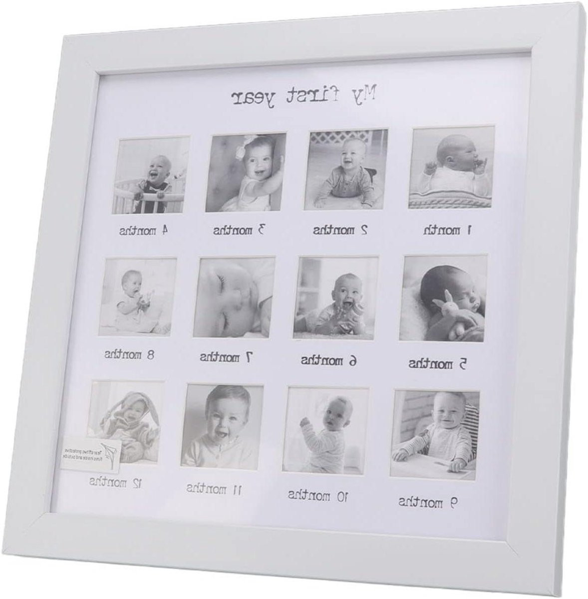 Baby Fotoframe Eerste Jaar - Groei Fotoalbum voor 12 Maanden - 25 x 25 cm