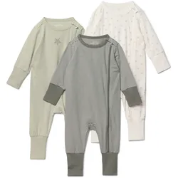 Tchibo - 3 Baby-Pyjamas - Baby - Gr. 62/68 - olivgrün/print