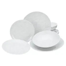 CreaTable Home Blätter Tellerset 12-tlg Porzellan