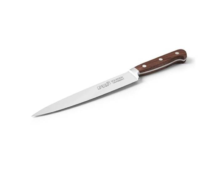 HEISO Fleischmesser mit 21cm Klingenlänge, Geschmiedetes Tranchiermesser mit Griff aus Walnussholz, Made in Solingen - Germany