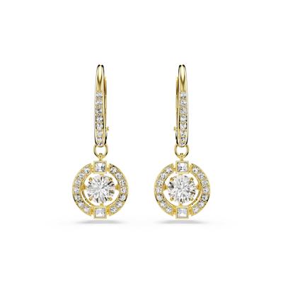 Paar Creolen SWAROVSKI "Schmuck Geschenk UNA Ohrringe", gold (gelbgoldfarben, kristallweiß, kristallweiß), Ohrringe, Damen, Metall, mit Swarovski Kristall