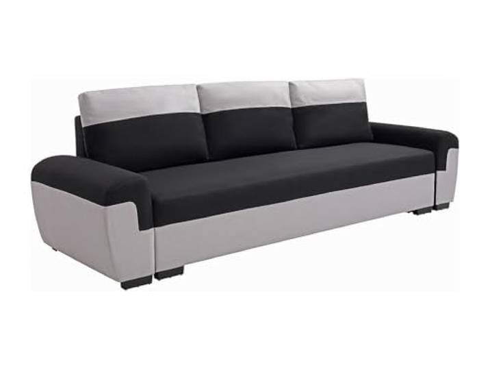 Vente-unique - Schlafsofa Gaby II 3-Sitzer, ausklappbar, aus schwarzem und hellgrauem Stoff