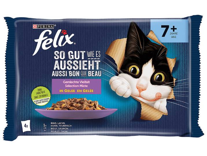 Felix So gut wie Senior Katzenfutter in Gelee assortiert 4x85g