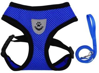 Inspire Essentials SafePaws Escape Proof Cat Harness And Leash Set blue l