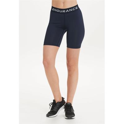 Lauftights ENDURANCE "Power V2", Damen, Gr. 36, EURO-Größen, blau (schwarz), 90% Polyester, 10% Elasthan, unifarben, Hosen, mit QuickDry-Funktion