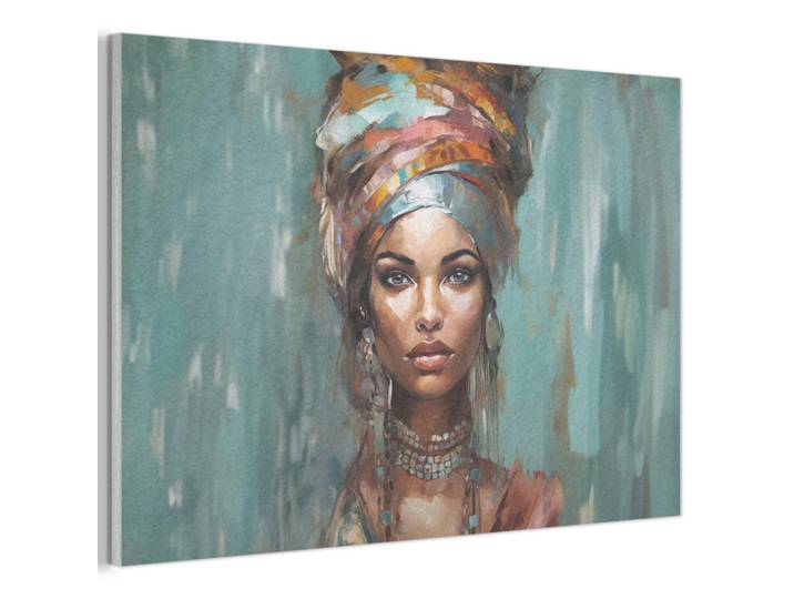 MuchoWow Akustikbild Frau - Kunst - Schmuck - Porträt Akustikpaneele 90x60 cm, Blaugrau, Kunststoff, Rechteckig, 90x60x0.9 cm, Tapeten & Wandverkleidungen, Akustikpaneele