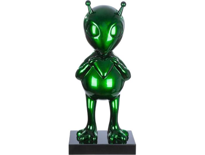 Skulptur GILDE Skulptur Alien auf Base , grün, B:30cm, Kunstharz, Dekofiguren, Skulptur