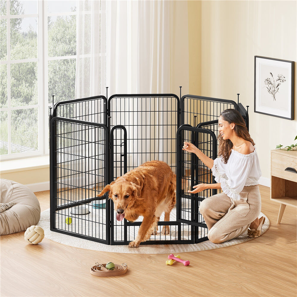 Archie & Oscar Panel Metal Exercise Pen With Door Black 68cm x 100cm