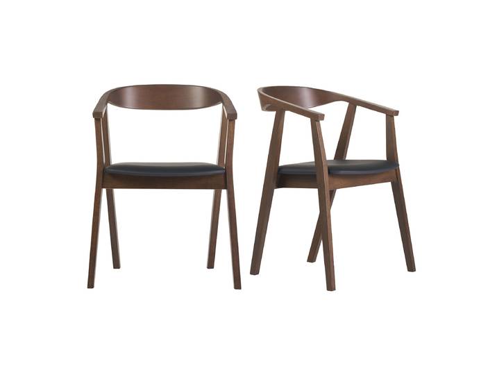 Skandinavische Designstühle in Schwarz und Dunkelholz (Set von 2) BAHIA