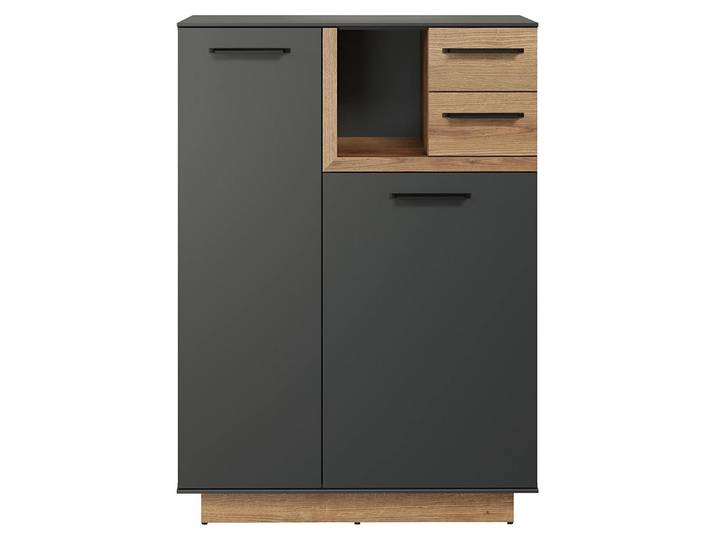 Synnax buffet 1 grandporte\, 1 petit porte\, 1 tablette\, 2 tiroirs gris\,chêneReproduction.
