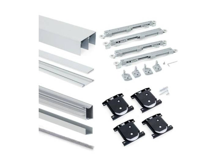 Kit de ferrures pour placard - Emuca - 81 - 2 portes coulissantes - fermeture douce - profilé Wave