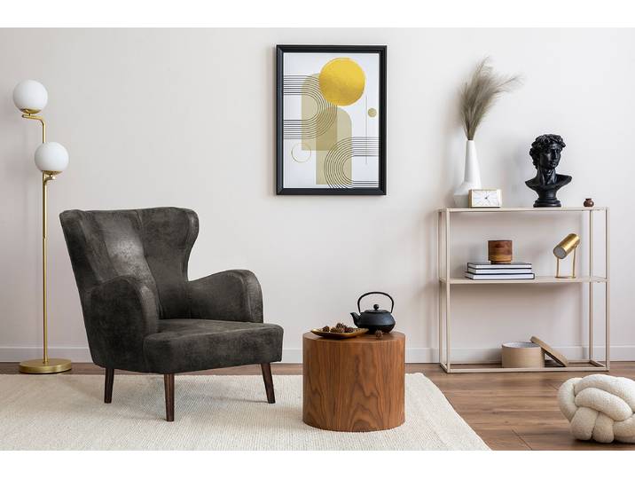 Ohrensessel Cobby Schwarz Microfaser Goda 88 x 88 x 64cm
