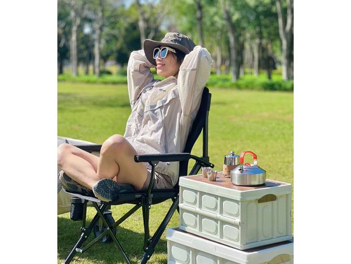 Chaise de camping pliante portable d'extérieur à dossier haut pour pique-nique et détente, prix de gros usine