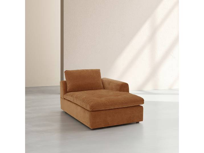 HABITAT - Méridienne d'angle droit en tissu - Marron noisette - Ameria