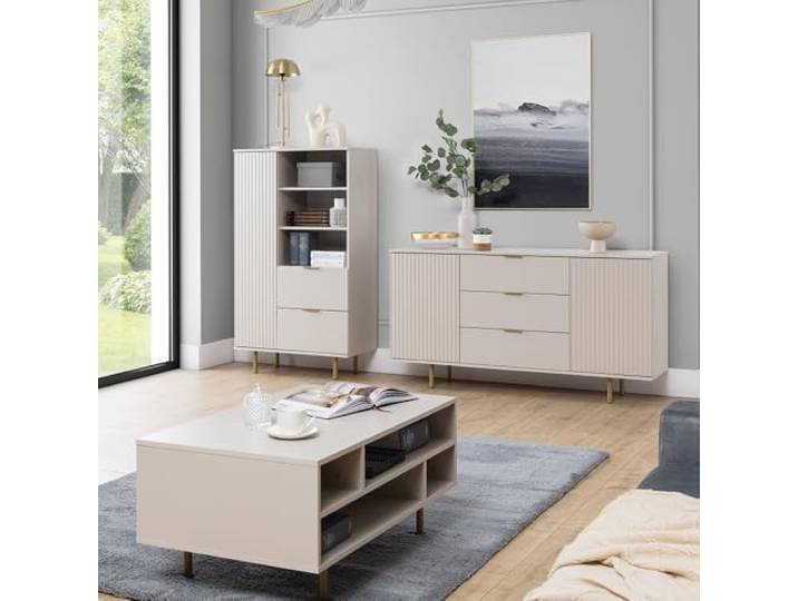Lomadox Wohnmöbel Set Wohnwand Kaschmir 3-teilig modern 1 Sideboard, 1 Couchtisch, 1 Highboard