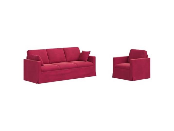 IBUQDDV Sofa Set 2 STK. Weinrot Samt, Modulares Sofa mit Metallrahmen Minimalistisches Design, schwarzer Rahmen, kompakte Füße, Schaumstofffüllung, Wohn- und Schlafzimmer
