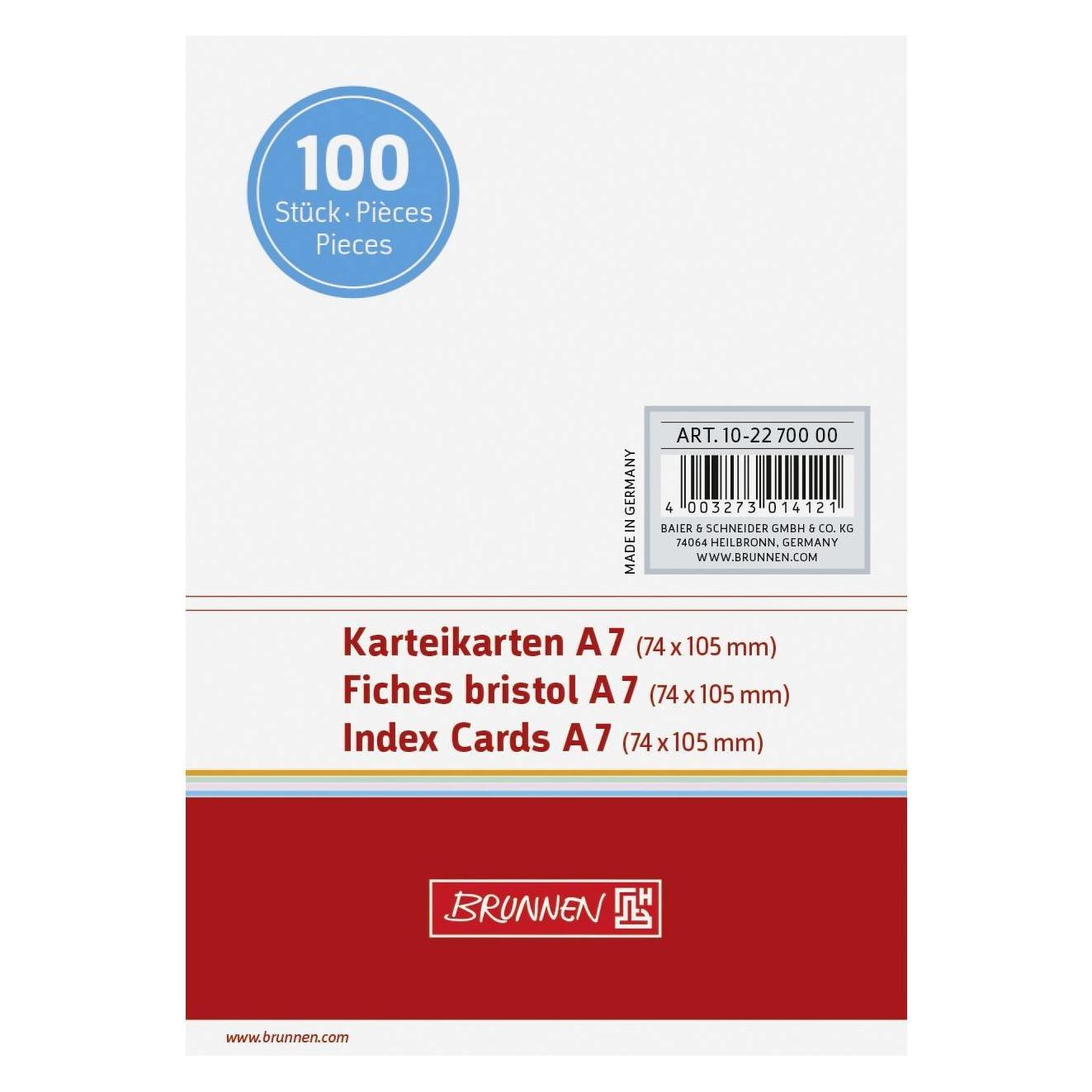 Brunnen Karteikarten (A7, 100x, 180 g/m²) (102270000)
