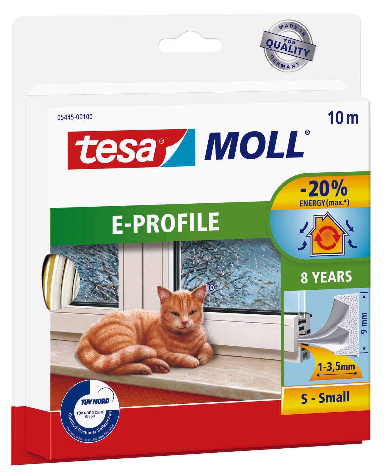 tesa Dichtungsbänder tesamoll E-Profil Gummidichtung 9 mm x 10 m weiß 05445-00100-03