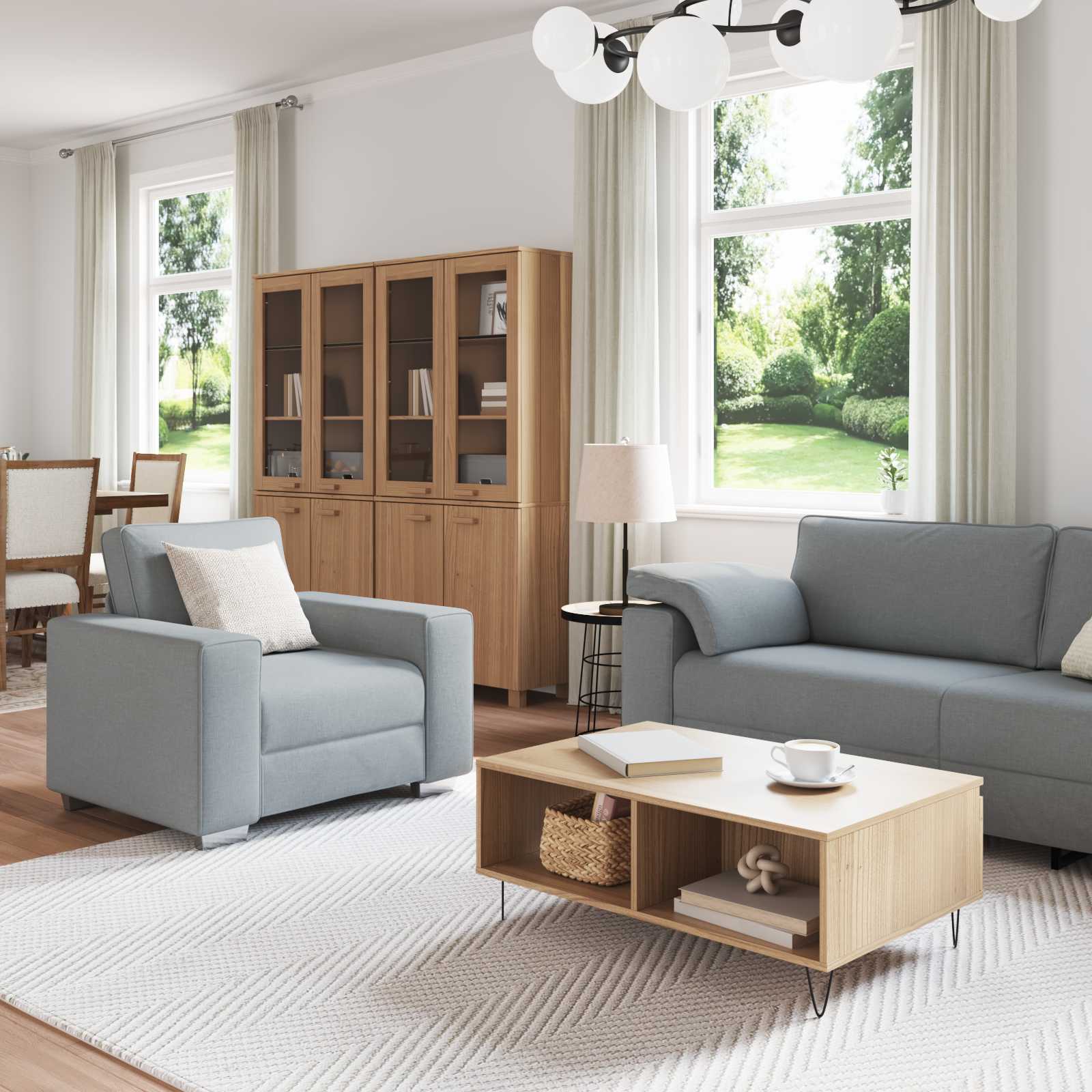 vidaXL Canapé 3 pc Gris clair tissu