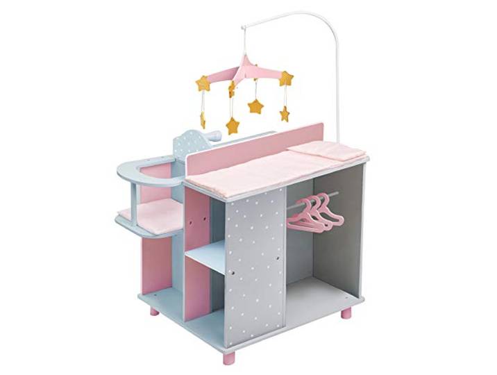 Teamson Kids Veranderen Station Voor Babypoppen - Accessoires Voor Poppen - Kinderspeelgoed - Roze/Blauw/Grijs