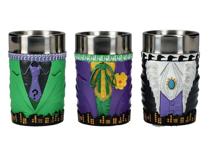 Figuren Shop GmbH Becher Schnapsbecher DC Batman - Super-Schurken - Merchandise Schnapsglas, Kunststein (Polyresin), Edelstahl