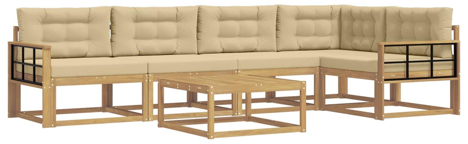 Outdoor-Sofagarnitur 6 pcs Weiß und Beige 79 x 79 x 37 cm