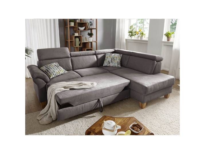 Sit&amp;More Arngast Ecksofa mit optionalem Funktionspaket - Microfaser Toro 94 grau - manuelle Kopfteilverstellung &amp; Schlaffunktion - rechts ohne Funktion, manuelle Kopfteilverstellung, Schlaffunktion Modern