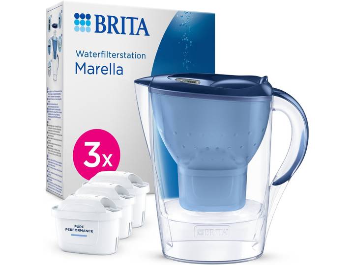 BRITA Waterfilterkan Marella Cool - 2\,4L - Blauw - incl. 3 MAXTRA PRO Pure Performance waterfilterpatronen - Voordeelverpakking