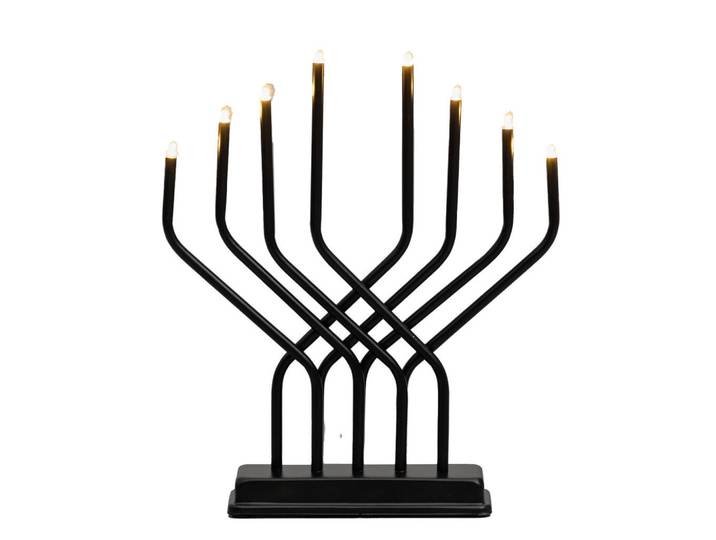 Adventsleuchter LED 8 Lichter 32/27 cm, Schwarz, Metall, 27x32x6.5 cm, Dekoration, Weihnachtsdekoration