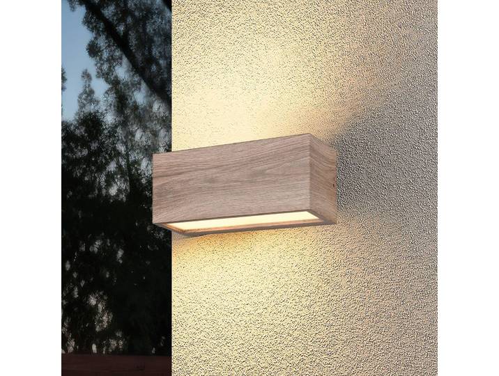 Trio Lighting Außenwandleuchte Mayenne, dimmbar, Holz hell, Aluminium