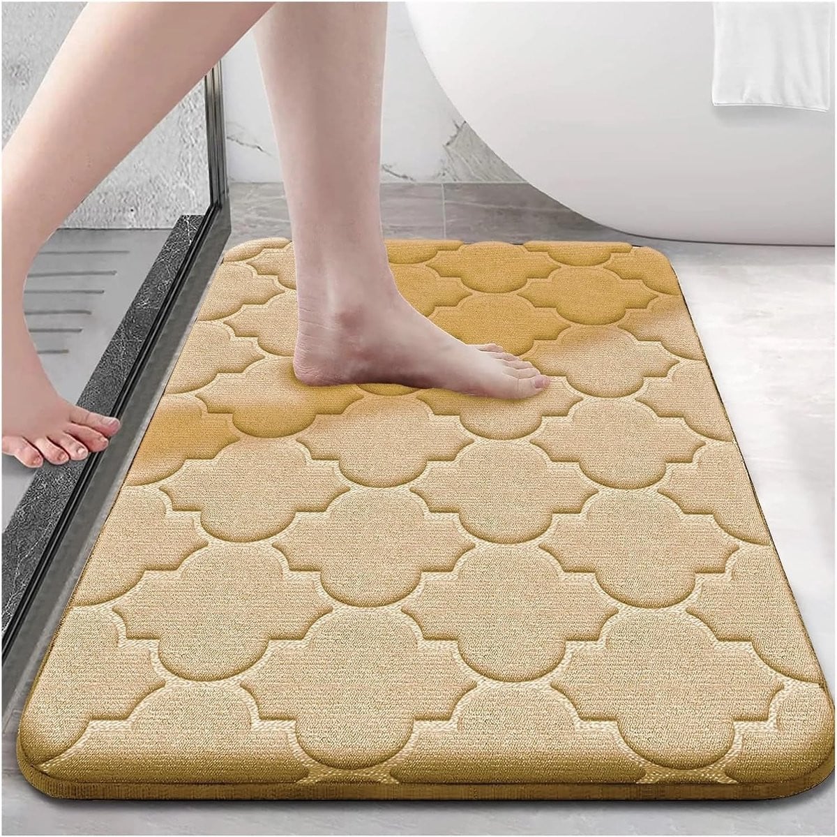 Badmat Chenille Beige - Zachte en Super Absorberende Vloermat voor de Badkamer - 60 x 90 cm