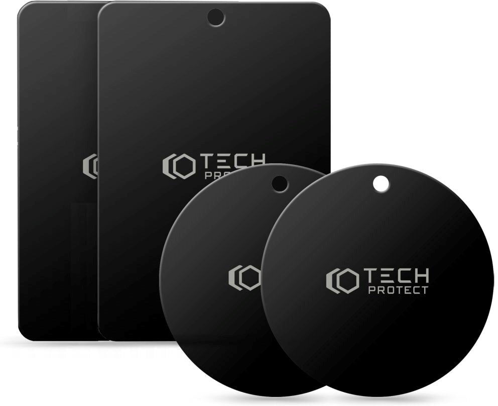 Tech-Protect Metalplader til Magnetisk Bilholder 4 Pak - Sort