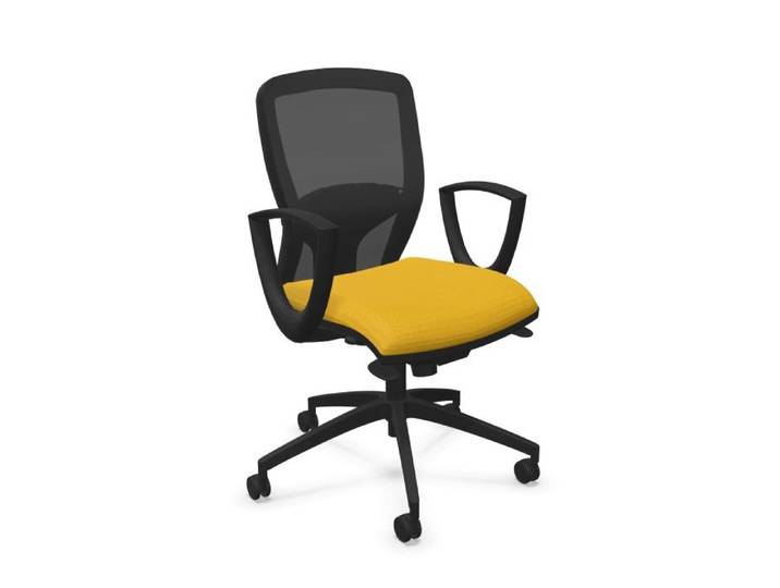 LEYFORM fauteuil de bureau SPRINT RE avec accoudoirs fixe et la base noire (Cat. D et réseau - Nylon et tissu)
