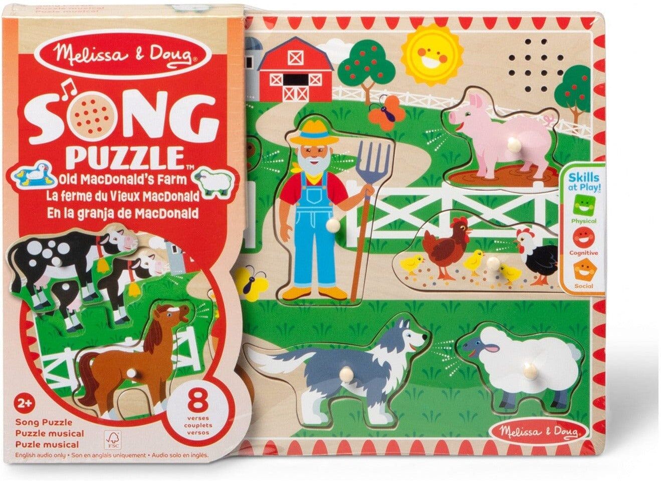 Spin Master Melissa And Doug Old McDonalds Farm Puzzle Toy For Kids - Ages 3 and Up - Educational Toy for Fine Motor Skills and Hand-Eye Coordination