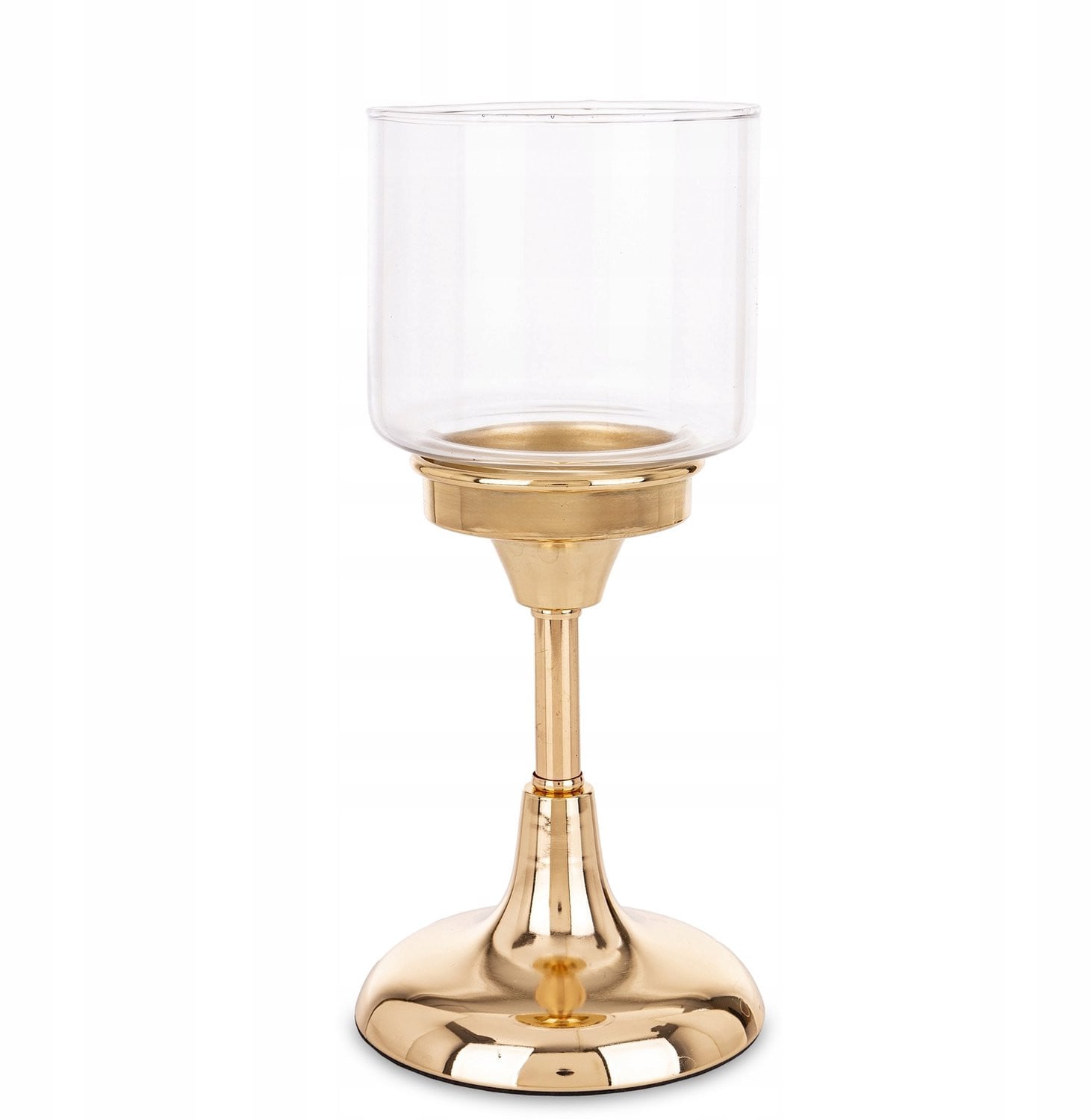 Glamour Gouden Glazen Kandelaar voor Taper of Pillar kaarsen, Hoogte: 24 cm