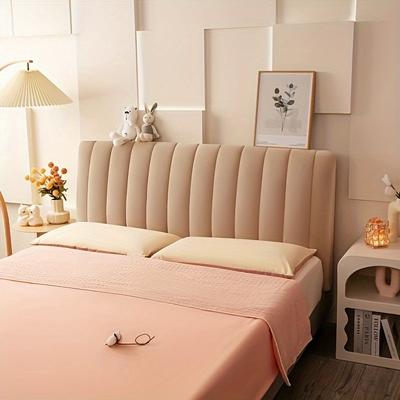 Evergreen Home Goods Luxury Quilted Headboard Cover, Soft Thick Velvet, All Inclusive Bedside Protector, High Grade Plush offwhite w130 X H70cm