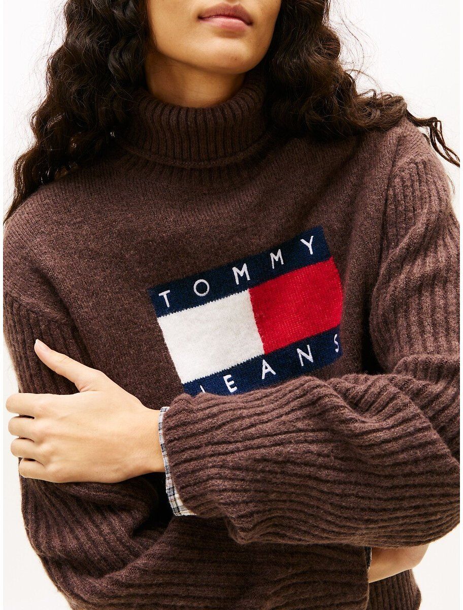 TOMMY JEANS Pull col roulé, logo devant