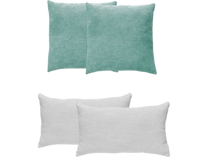 Dekokissen ANDIAMO Cord Kissen Emy, 4er Set, Kissenhülle mit Füllung , weiß (salbei, weiß, cord unifarben), H:12cm, Polyester, Dekokissen_Sitzkissen_Kissenhüllen, Dekokissen, Sofakissen, eckig, 40x40 & 30x50 cm, auch einzeln erhältlich