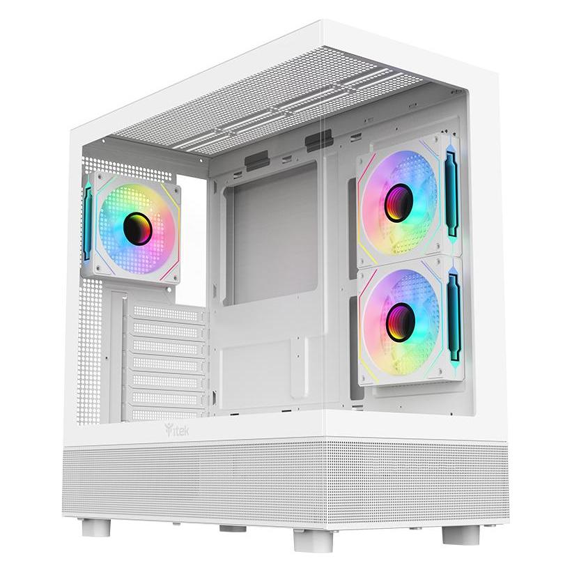 Itek Boitier Moyen Tour ATX Showbui 42 RGB avec panneaux vitrés (Blanc) (ATX, mATX, Mini-ITX) (ITGCASB42W)