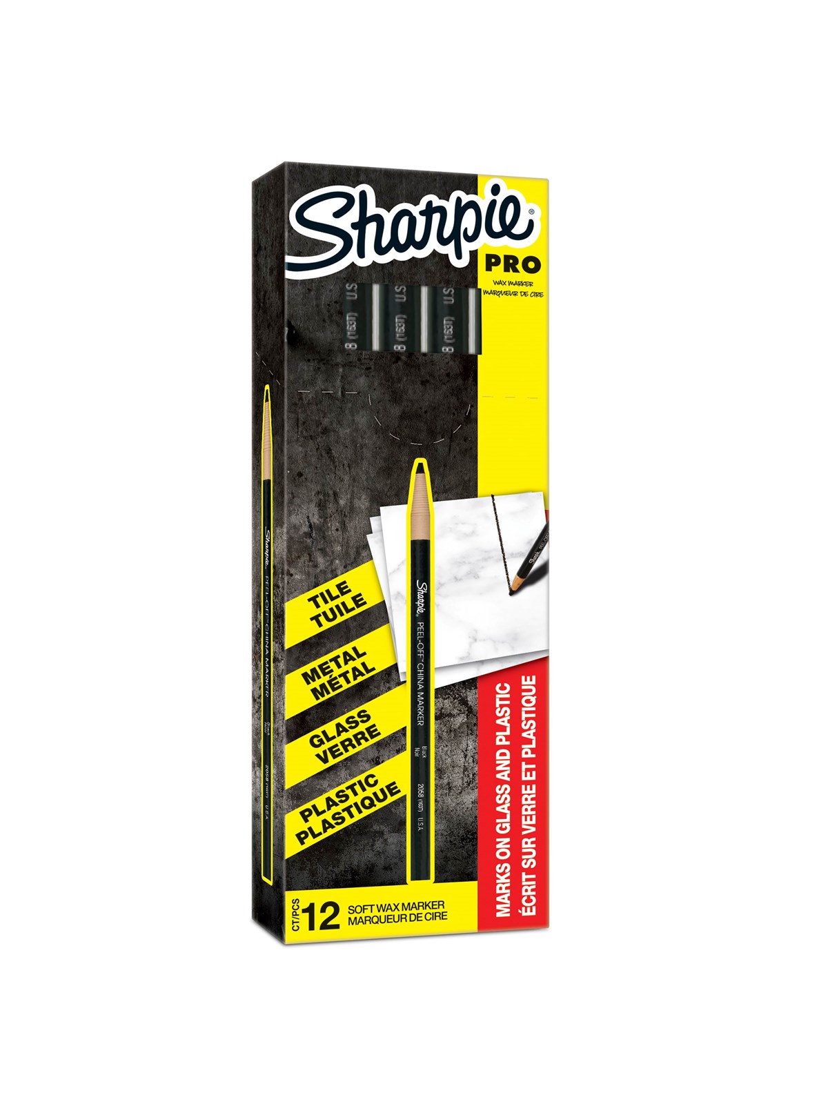 Sharpie China-Wachsmarkerstifte (selbstspitzend) | schwarz | 12 Stück