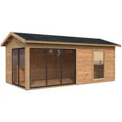 Palmako Gartenhaus Amanda 17,1 m2 Slide - 44 mm hellbraun tauchgrundiert