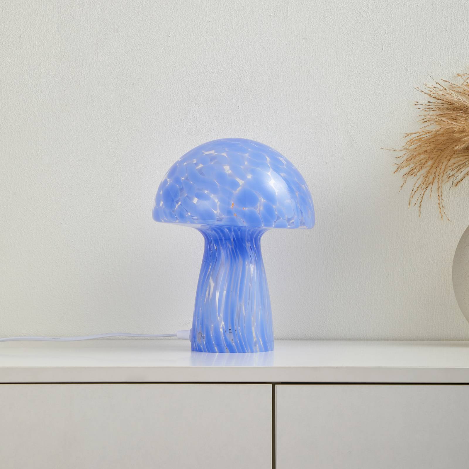 Table Lamp Hubi Lindby, Blue, Living / Dining Room, Glass, Modern, Table Lamp