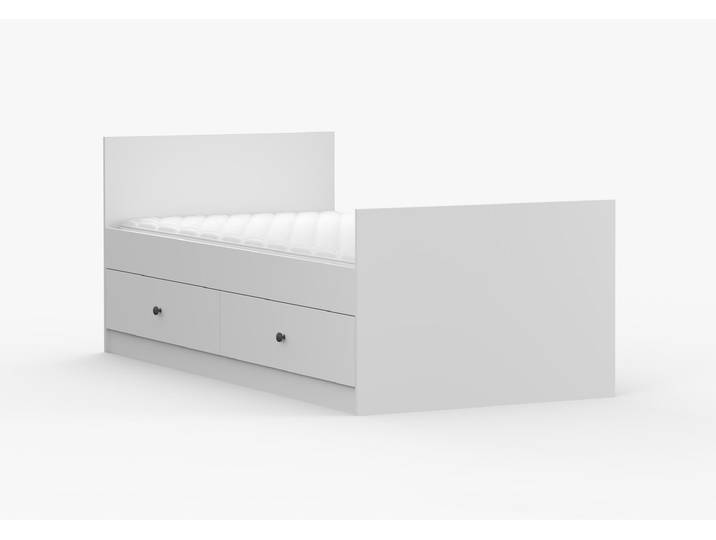 Bett 90x200 OLAF I Weiß Weiß Anthrazit