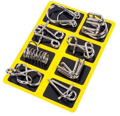 Discount Dollar Deals Metal Montessori Puzzle IQ Brain Teaser For Adults Interactive Mind Game Reliever yellow