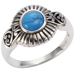 Zeeme Gemstones Ring Silber 925 oxidiert mit Türkis 6mm