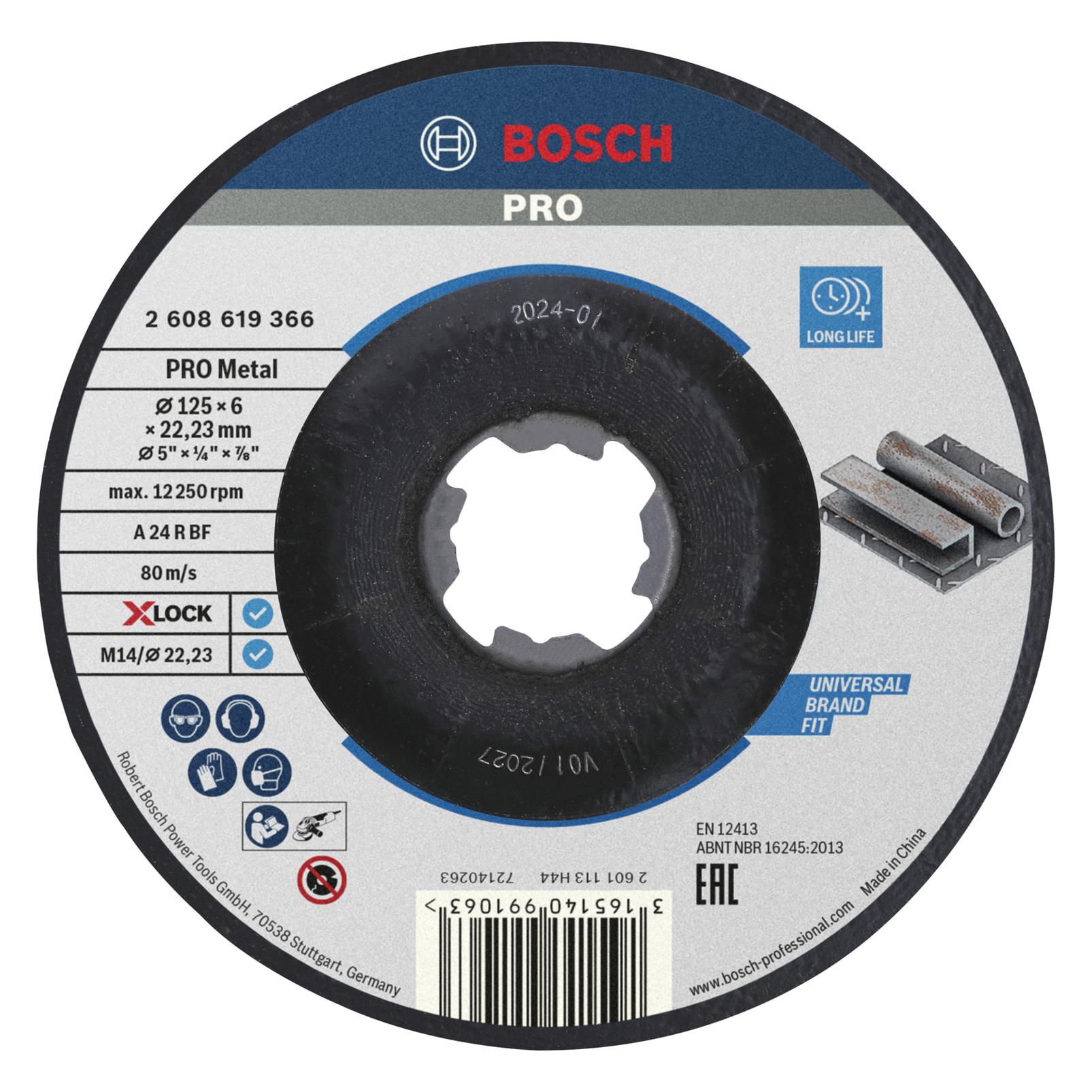 Bosch Professional Zubehör PRO Metal X-Lock Schleifscheibe, 125 x 6 x 22,23 mm (2608619366)