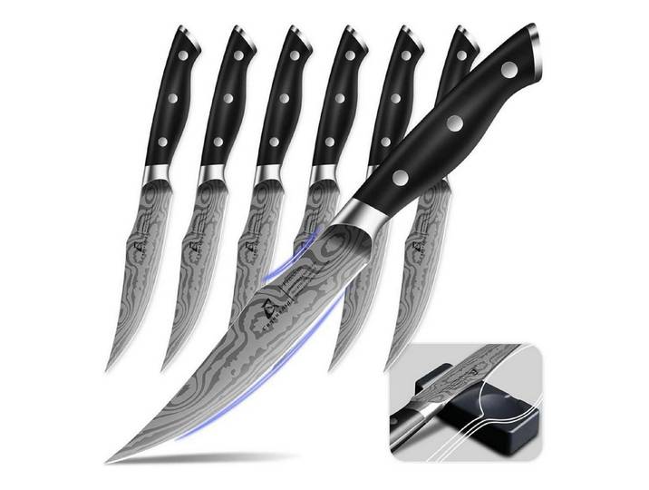 LuxusKollektion Steakmesser Steakmesser Set 6-teilig Schwarz Ergonomisch