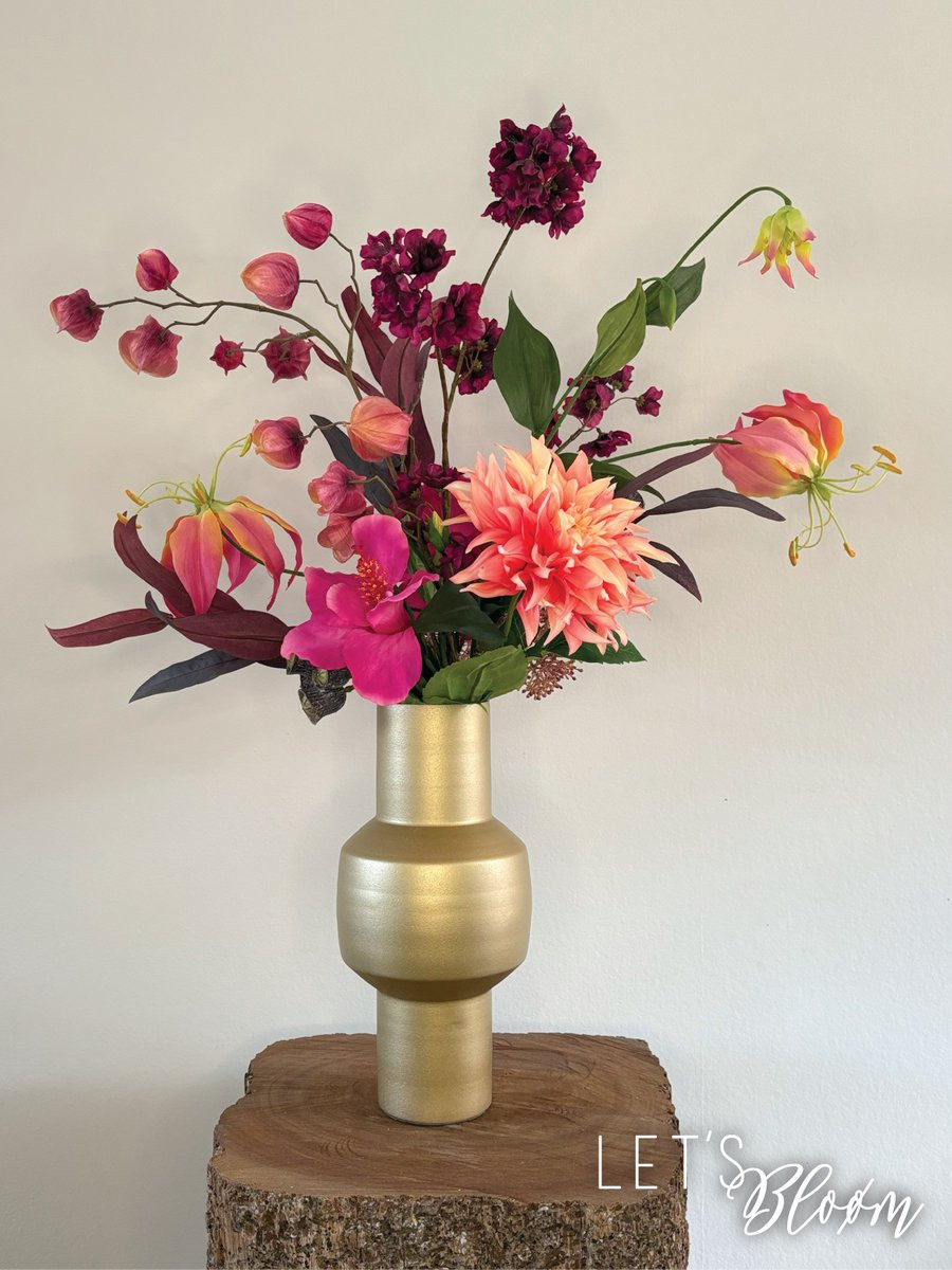 Let's Bloøm Zijden Boeket Herfst Paars met Dahlia en Gloriosa