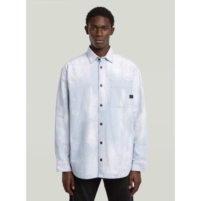 Langarmshirt G-STAR "Oversized 1-Pocket Overshirt", Herren, Gr. M, weiß (sun faded cretan coast), Obermaterial: 100% Baumwolle, Shirts Langarmshirt