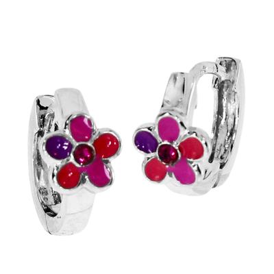 Paar Creolen OSTSEE-SCHMUCK "Ostsee-Schmuck Creole Blume Creole Blume", lila, Ohrringe, Damen, 13 x 6mm, Silber 925 (Sterlingsilber)